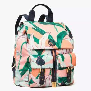 Tory Burch Tilda Printed Nylon Flap Backpack Pink Desert Bloom